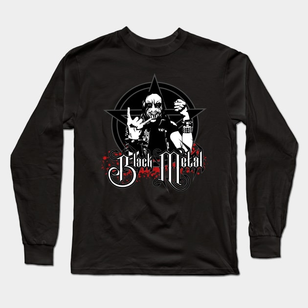 Black Metal Long Sleeve T-Shirt by Merilinwitch